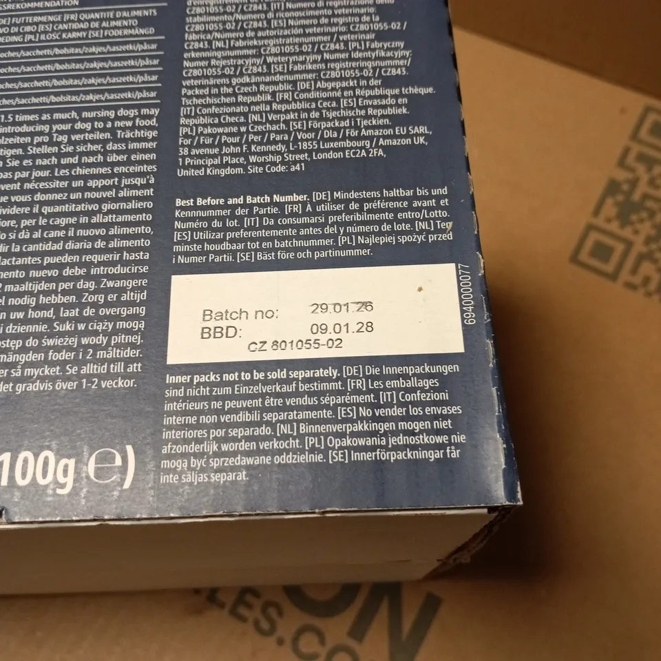 BOX OF 48 X 100G AMAZON COMPLETE AND BALANCED MEATY SELECTION IN GRAVY DOG FOOD