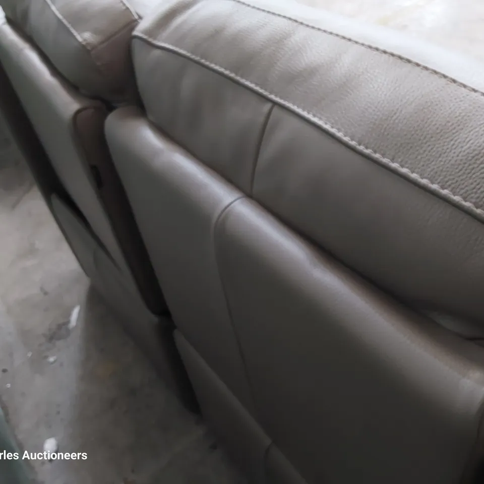 QUALITY ITALIAN DESIGNER PARMA MANUAL RECLINING TWO SEATER SOFA MUSHROOM LEATHER 