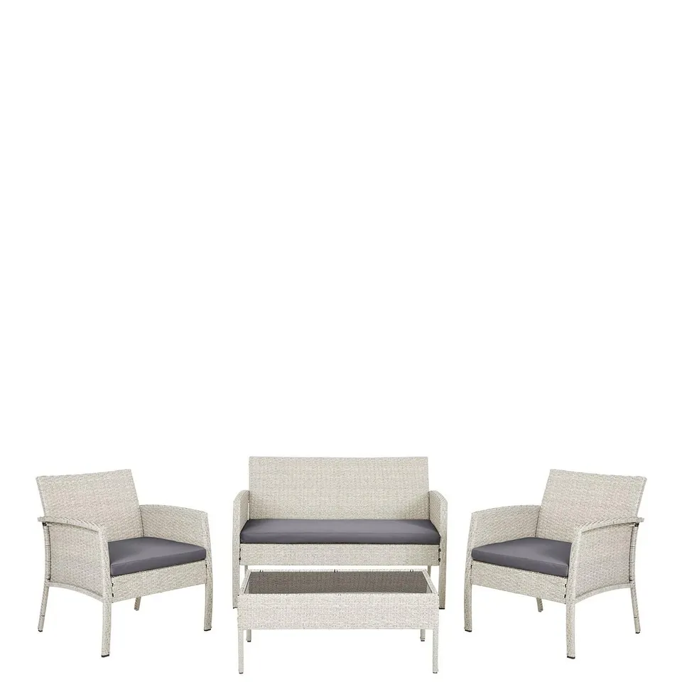 BOXED GRADE 1 ATHENS GREY SOFA SET 2 SINGLE CHAIRS, 1 DOUBLE CHAIR AND 1 TABLE (1 BOX) RRP £279.99