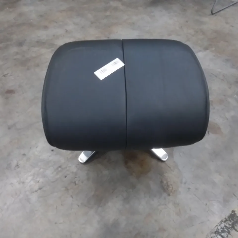 CHAIR FOOT STOOL IN FAUX LEATHER BLACK 