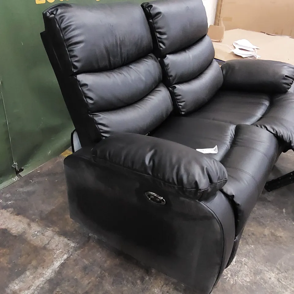 DESIGNER FAUX LEATHER RECLINER SOFA - BLACK 