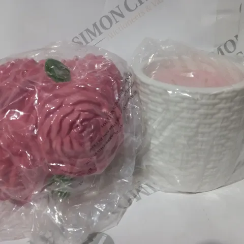 BOXED HOMEWORX BY SLATKIN & CO. FLOWER POT CERAMIC CANDLE