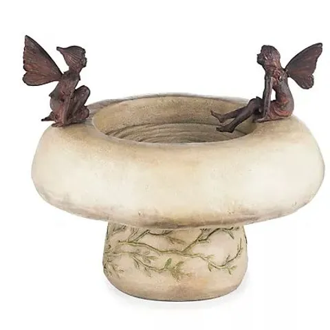 MY GARDEN STORIES FAIRY GATHERING BIRD BATH RUSTY GREY