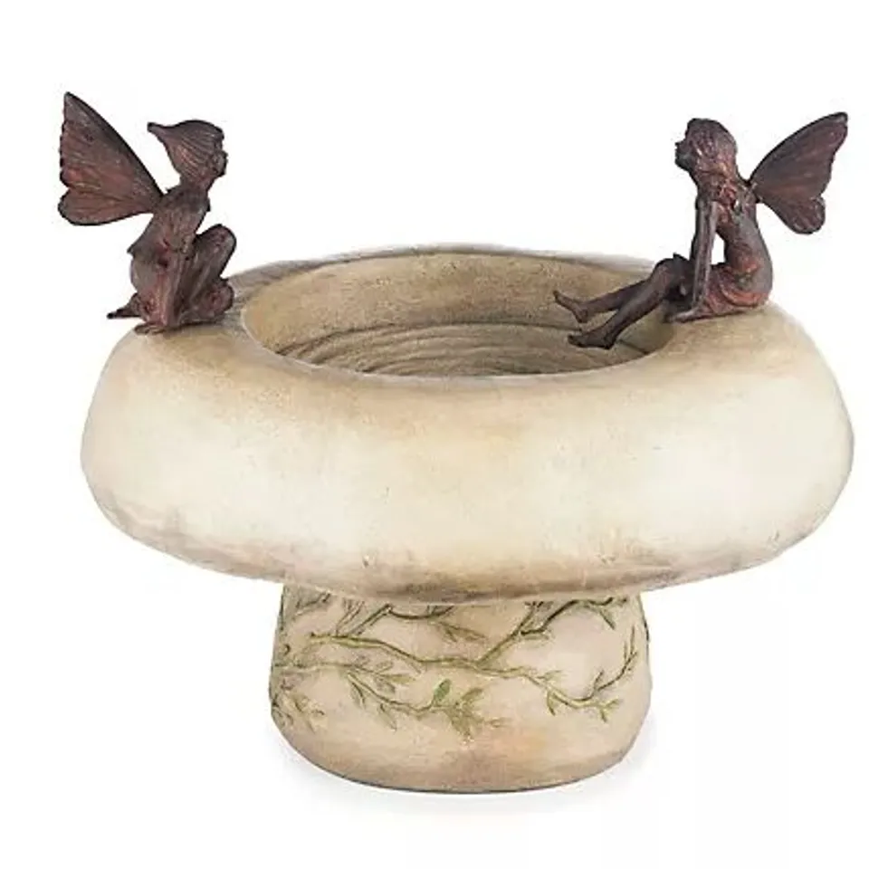 MY GARDEN STORIES FAIRY GATHERING BIRD BATH RUSTY GREY