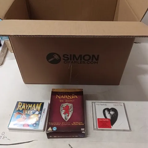 BOX OF APPROXIMATELY 14 ASSORTED FILMS, CDS AND GAMES