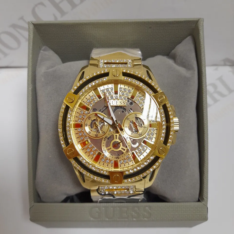 GUESS KING POLISHED GOLD STAINLESS STEEL MEN'S WATCH  RRP £285