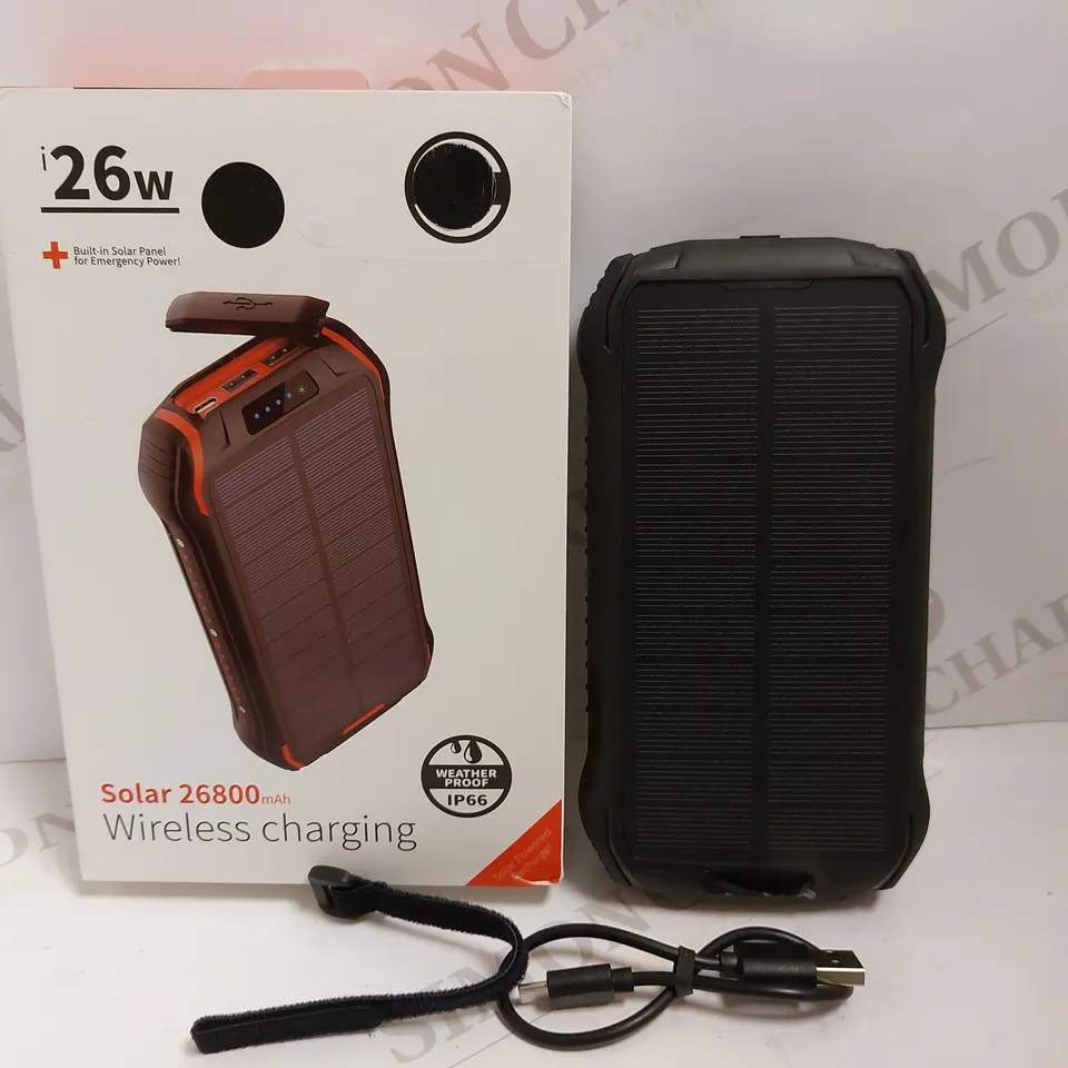 BOXED I26W SOLAR WIRELESS POWER BANK - 26800MAH