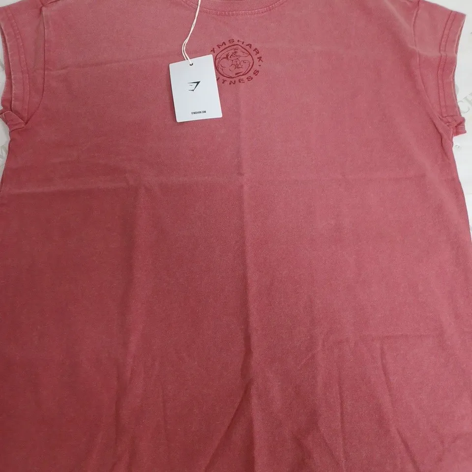 GYMSHARK LEGACY WASHED OVERSIZED T-SHIRT IN PINK - SMALL