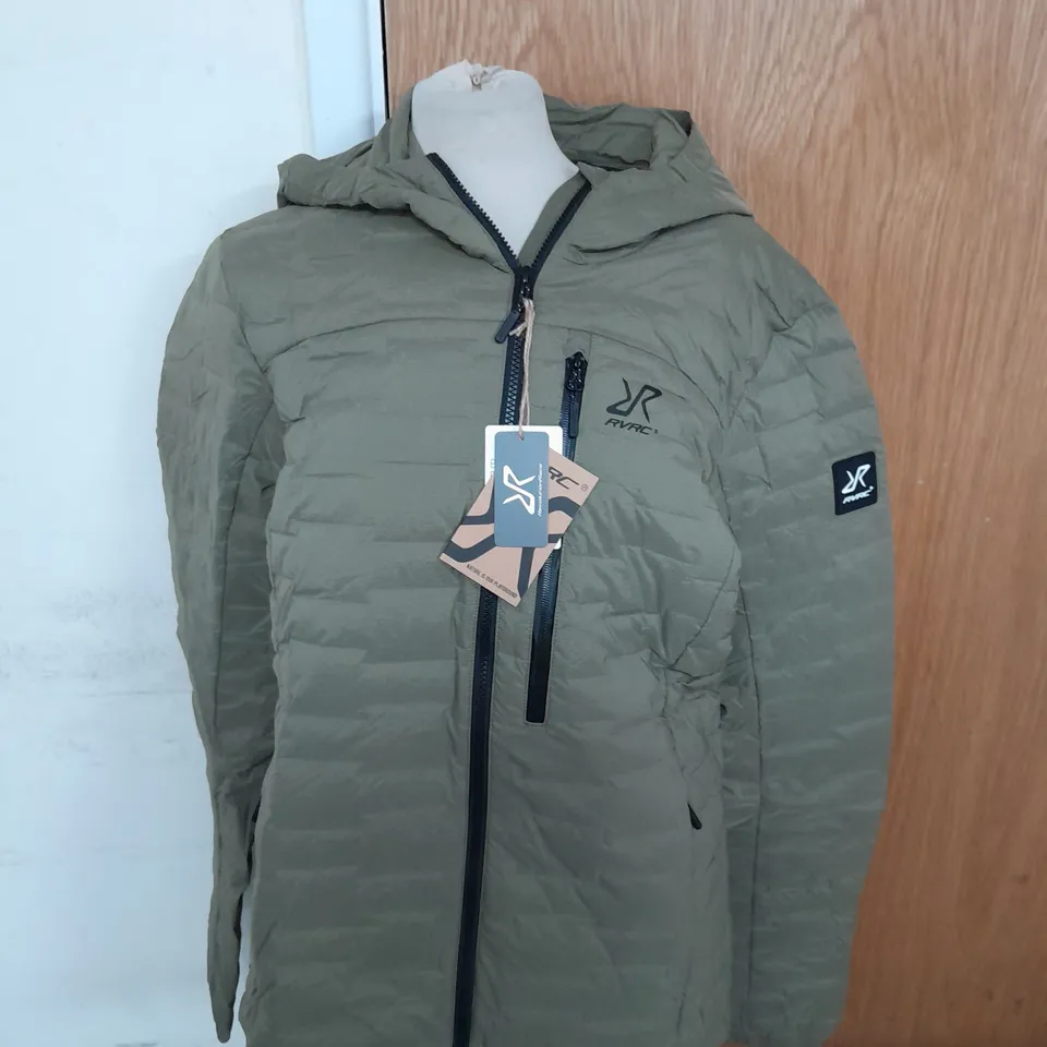 REVOLUTION RACE FLEX DOWN JACKET IN BURNT OLIVE SIZE M