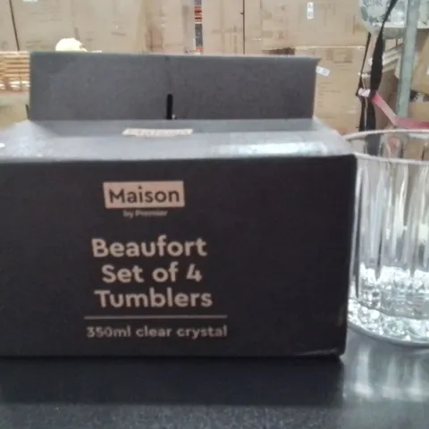BOXED BEAUFORT SET OF 4 TUMBLERS 350ML CLEAR CRYSTAL