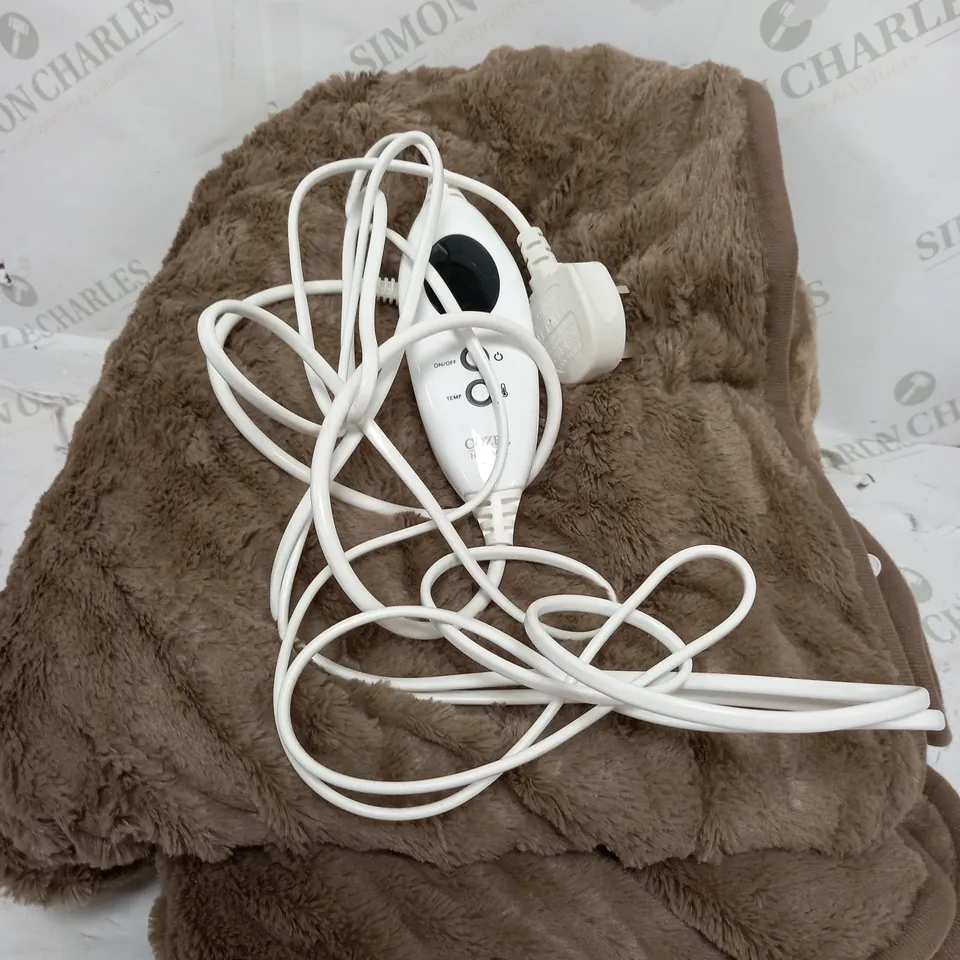 COZEE HOME VELVETSOFT HEATED THROW IN DARK TAUPE