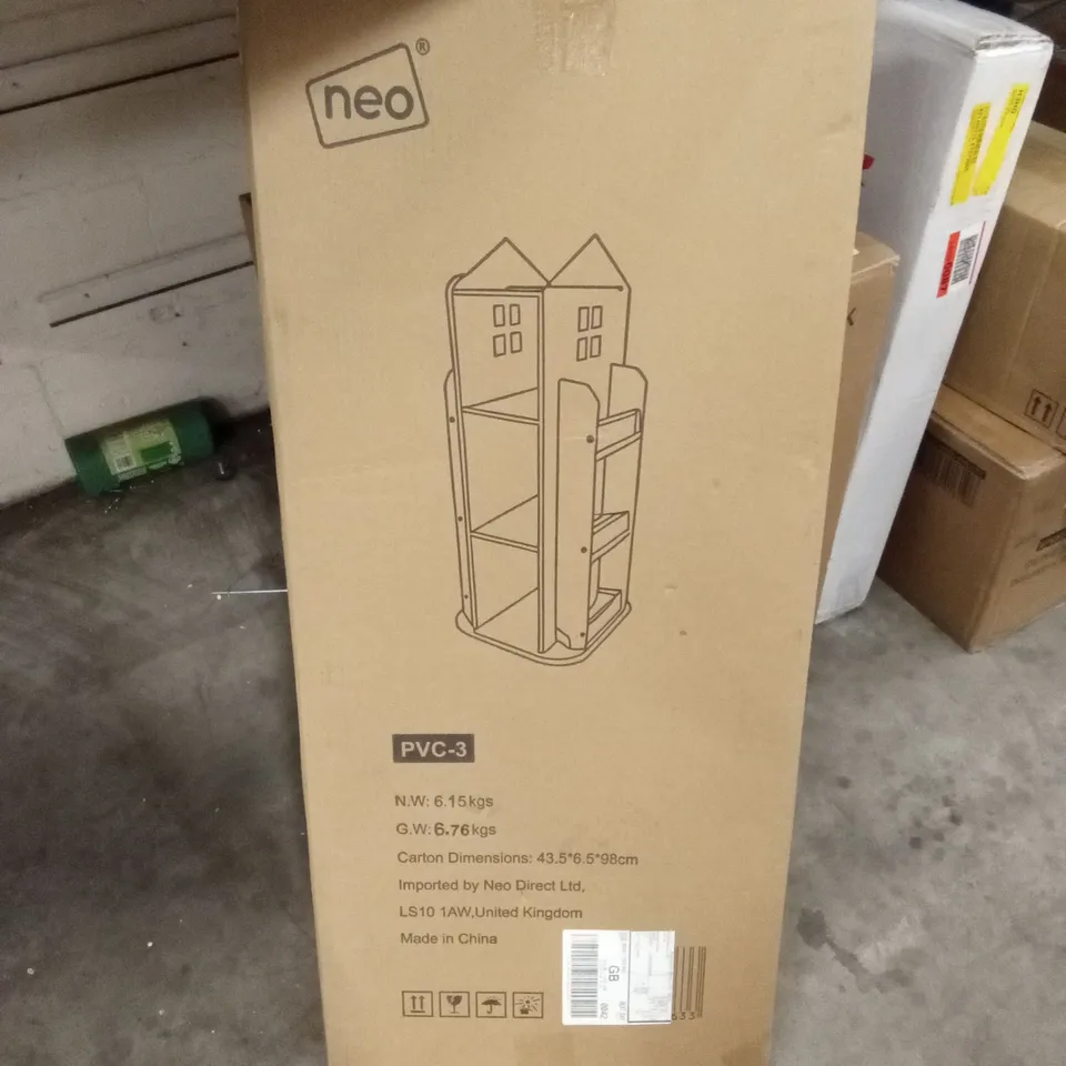 BOXED NEO HOUSE SHAPED 360 ROTATING KID'S FREESTANDING BOOKSHELF