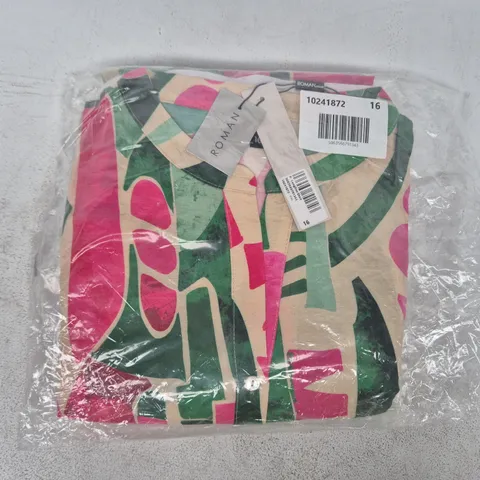 BAGGED ROMAN PETITE LONGLINE SHIRT IN MULTI SIZE 16