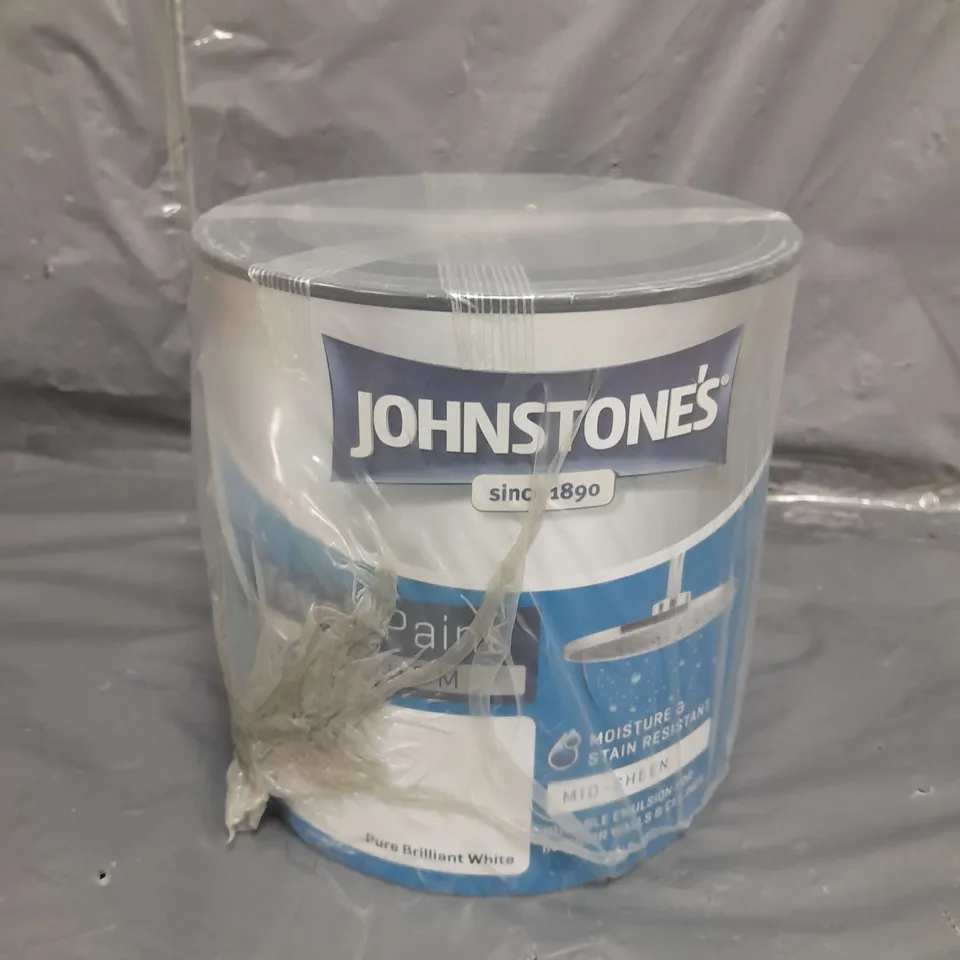 JOHNSTONE'S BATHROOM MID-SHEEN TOUGH PAINT PURE BRILLIANT WHITE - 2.5L