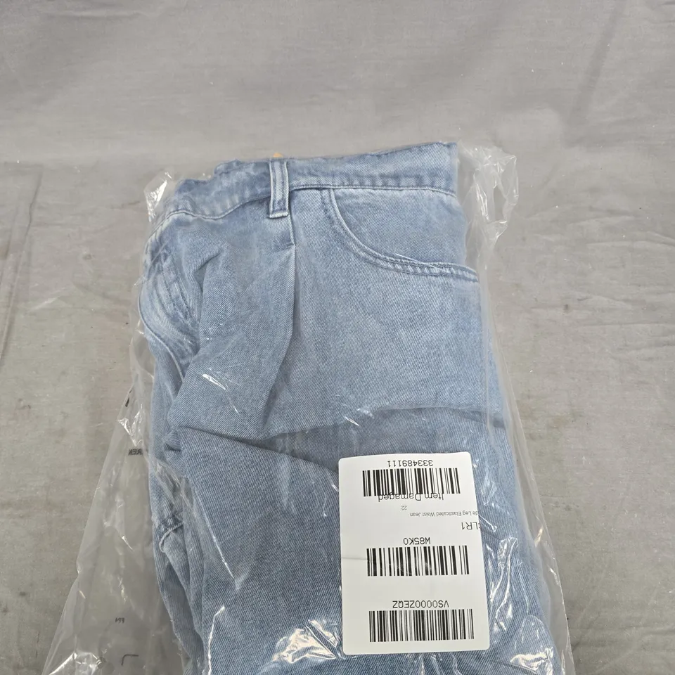 THE VERY COLLECTION CURVE WIDE LEG ELASTICATED WAIST JEAN - BLUE SIZE 22