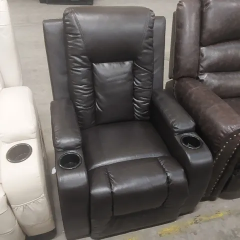 DESIGNER BROWN FAUX LEATHER ARMCHAIR