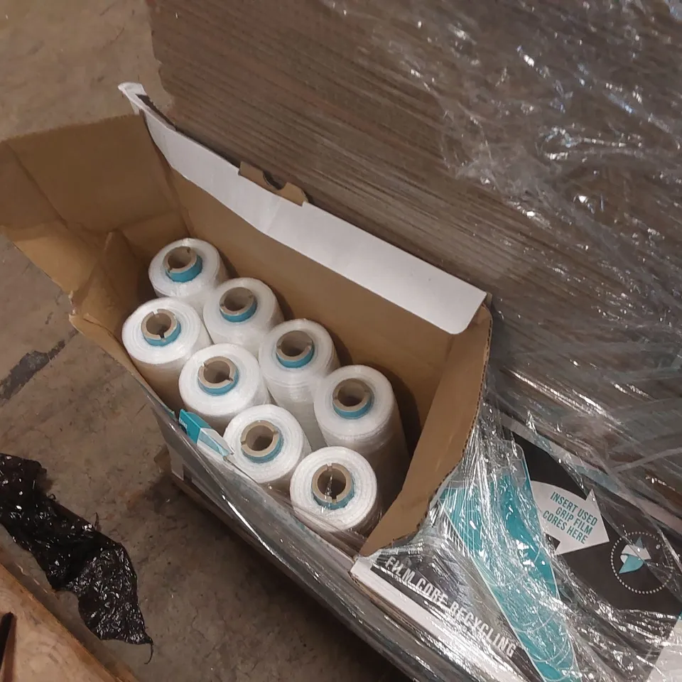 PALLET CONTAINING A LARGE QUANTITY OF ASSORTED ITEMS INCLUDING: TAPE, PALLET WRAP, BOXES, LABELS ECT