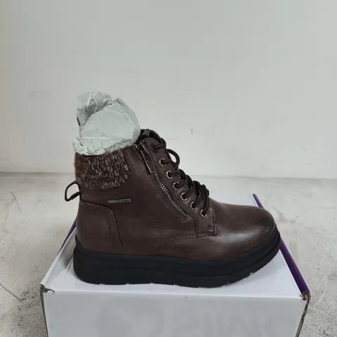 BOXED PAIR OF LOTUS SAUNDRA BROWN LEATHER ANKLE BOOT – EU 36 (UK 3.5)