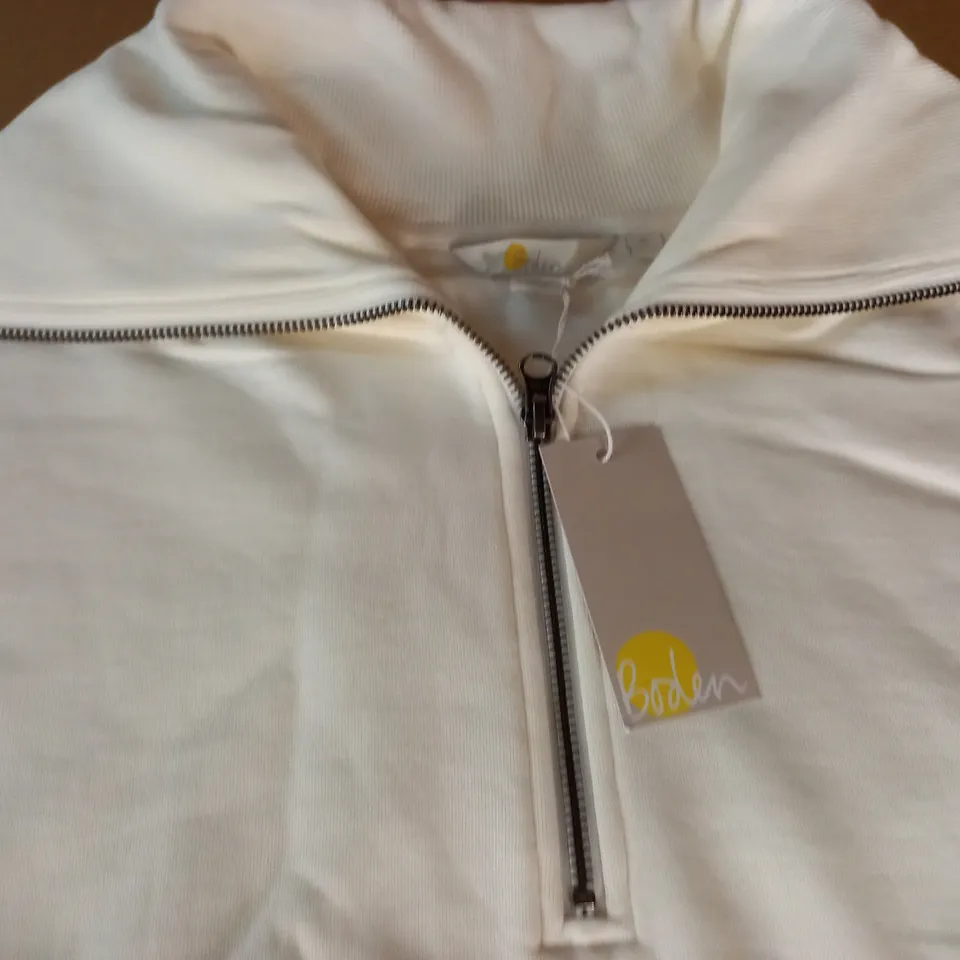 BODEN HIGH NECK HALF ZIP JUMPER IN CREAM - XL
