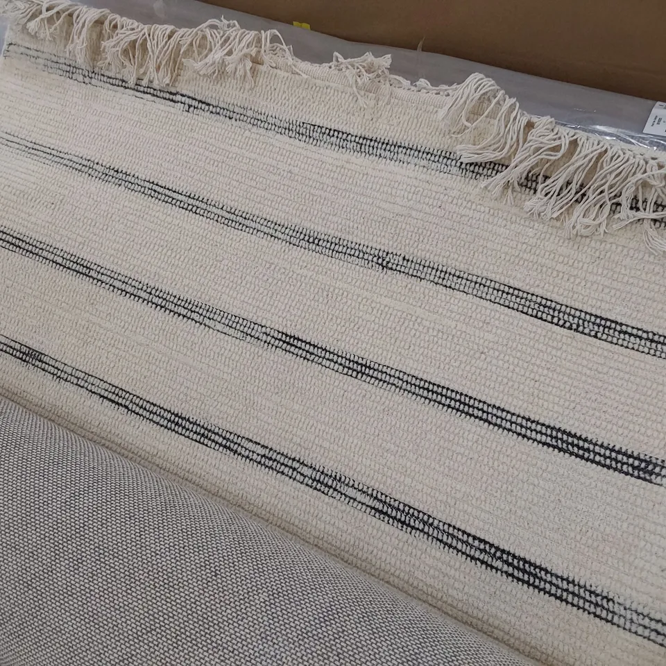 BRAND NEW BAGGED COTTON BEIGE/GREY RUG W 70cm