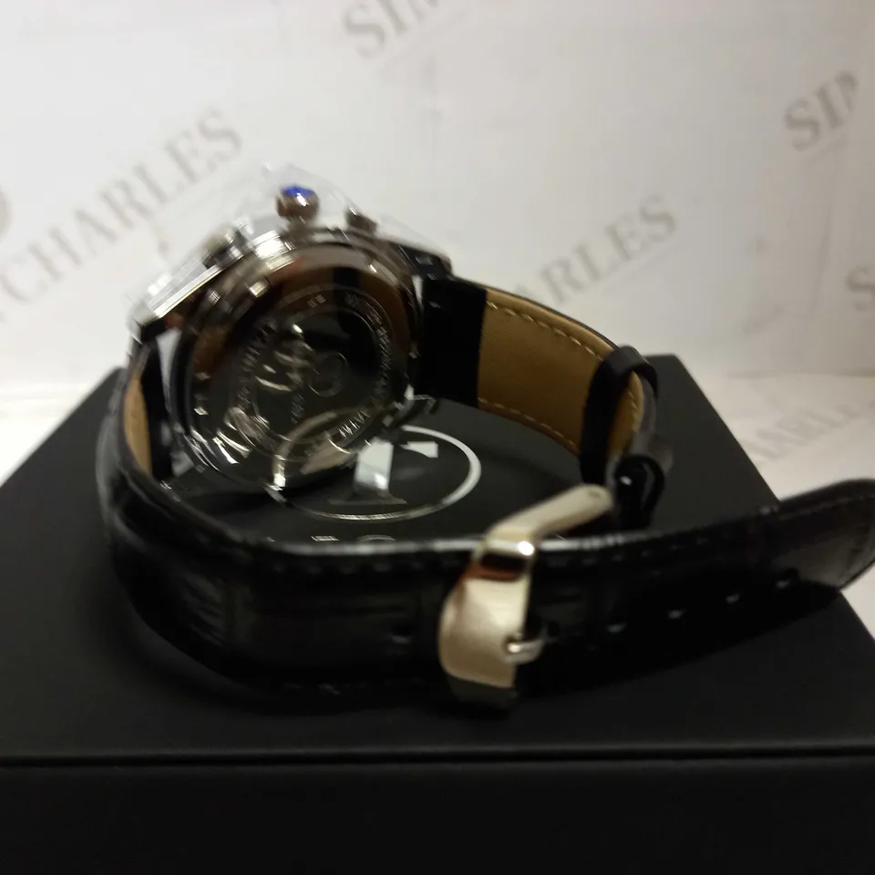 TALIS CO TRIPLE DIAL BLACK LEATHER STRAP WATCH RRP £550