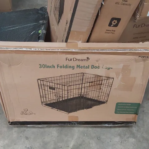 BOXED 30INCH FOLDING METAL DOG CAGE