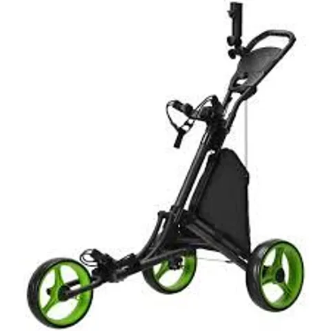 BOXED COSTWAY 3 WHEEL GREEN GOLF TROLLEY WITH ADJUSTABLE HANDLE