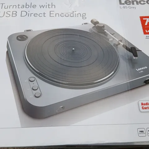 BOXED LENCO L-85 GREY TURNTABLE WITH USB DIRECT ENCODING