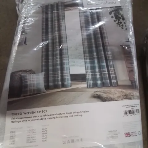 TWEED EYELET ROOM DARKENING CURTAINS - 229CM X 229CM