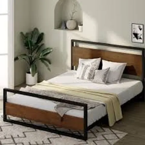 BOXED ZINUS SUZANNE METAL AND BAMBOO BED FRAME//DOUBLE 135X190 CM (1 BOX)