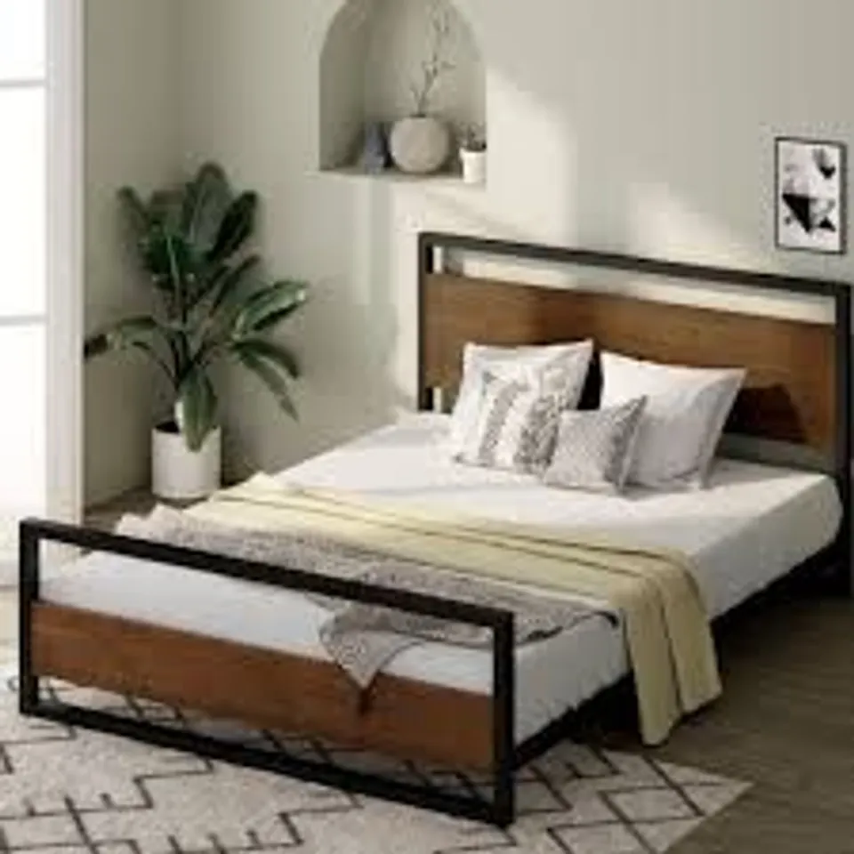 BOXED ZINUS SUZANNE METAL AND BAMBOO BED FRAME//DOUBLE 135X190 CM (1 BOX)