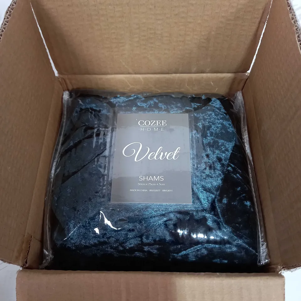 COZEE HOME LUXE QUILTED PANNED VELVET SHAMS PAIR - JUNIPER