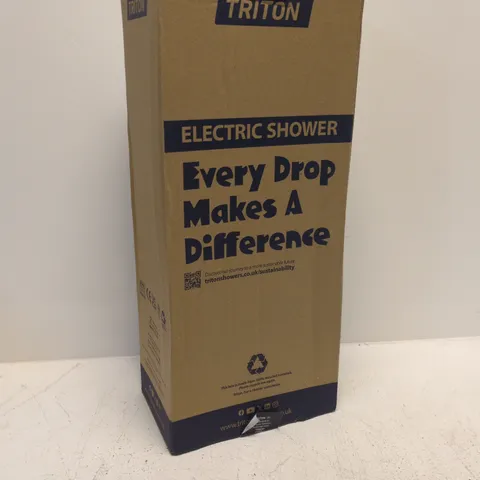 TRITON AMALA ELECTRIC SHOWER 8.5 KW – BLACK WITH BRUSHED BRASS TRIM, BOXED