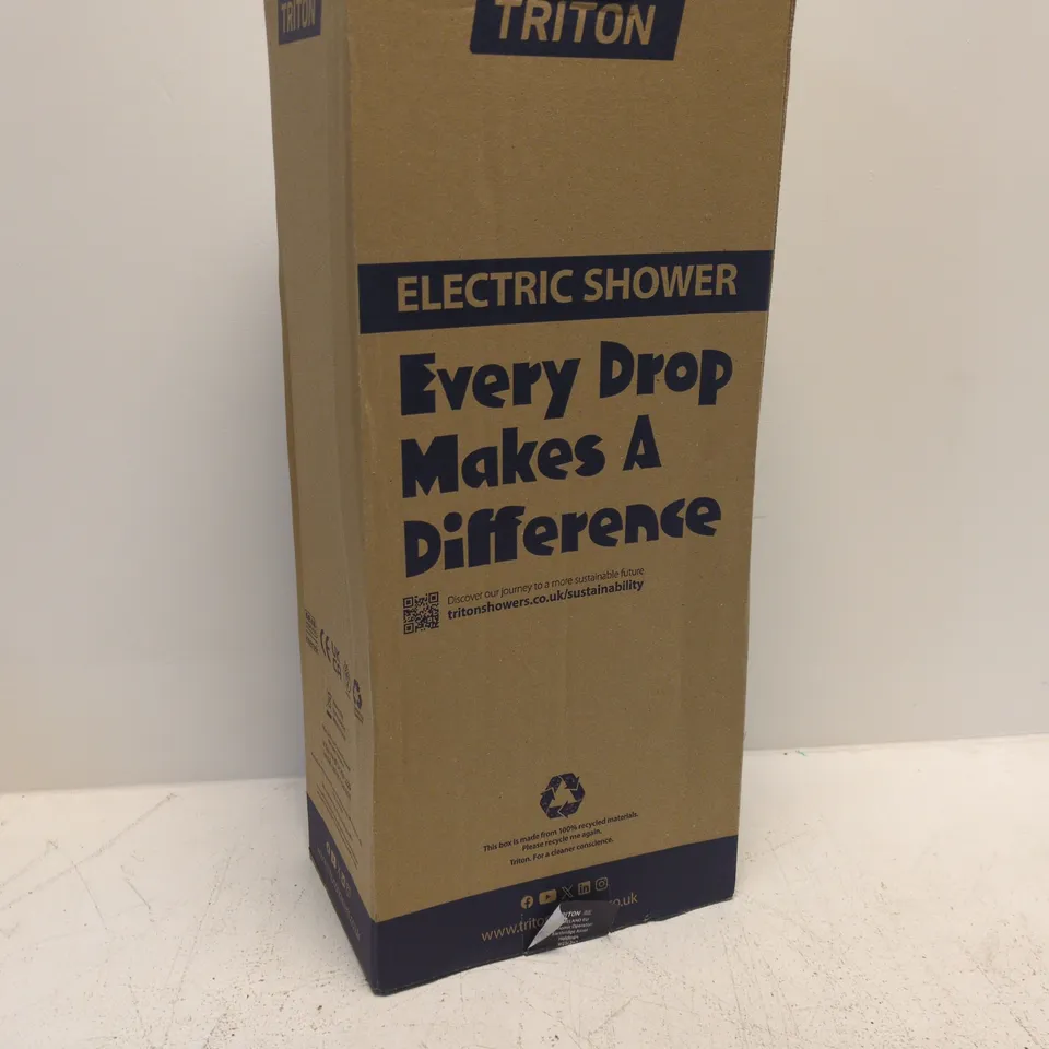 TRITON AMALA ELECTRIC SHOWER 8.5 KW – BLACK WITH BRUSHED BRASS TRIM, BOXED