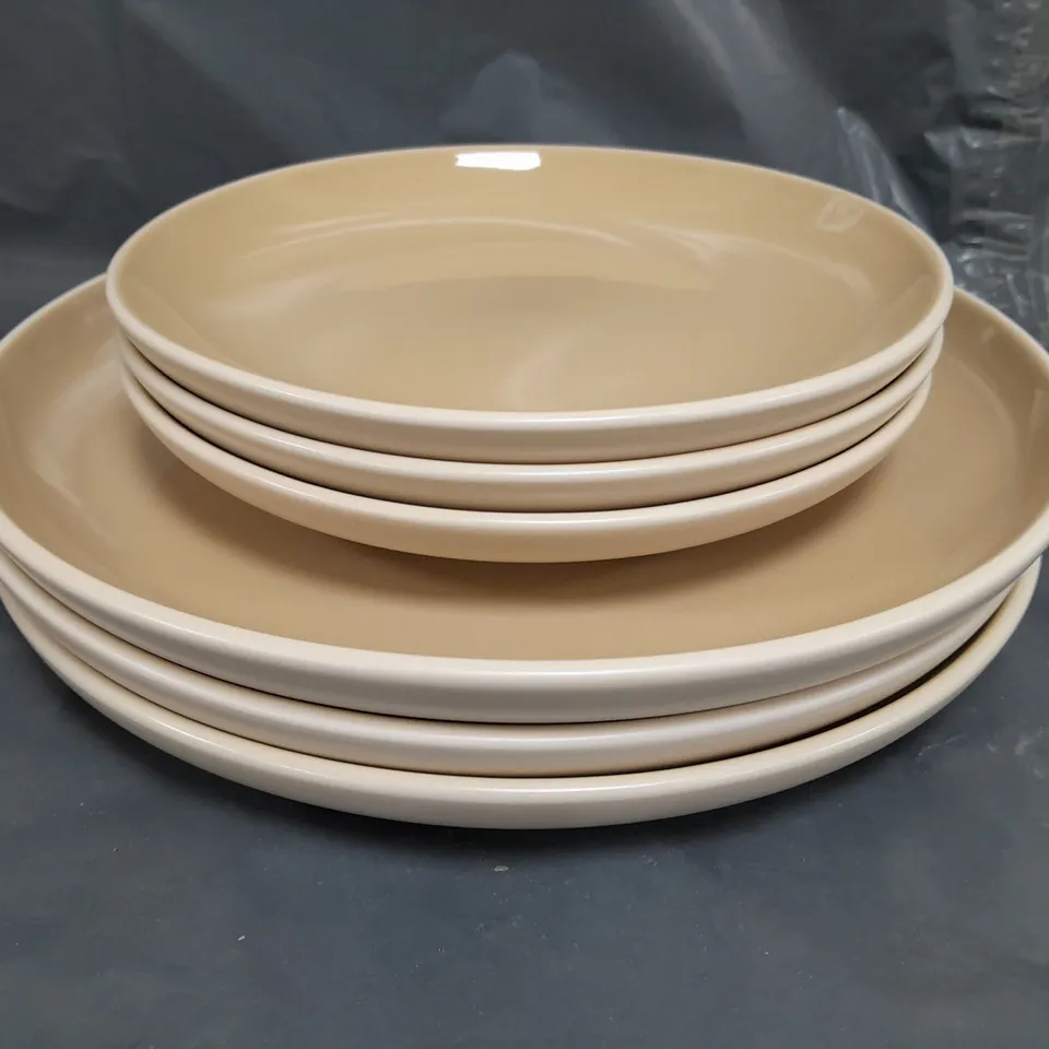 KARACA 6 PIECE DINNER PLATE SET - BEIGE - COLLECTION ONLY