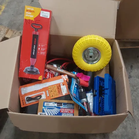 BOX CONTAINING A LARGE ASSORTMENT OF TOOLS/EQUIPMENT INCLUDING: TUBULAR SPANNER SET, TORX BIT SET, HOT AIRGUN KIT ECT
