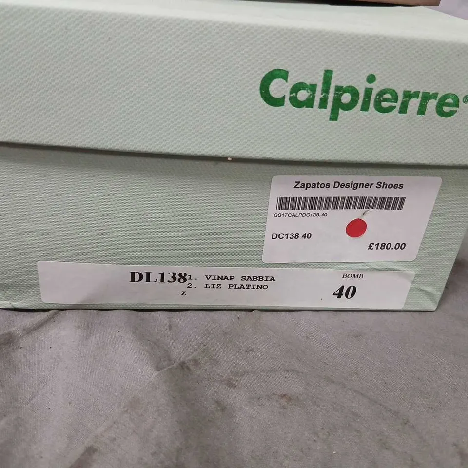CALPIERRE ZAPATOS DESIGNER SHOES – WOMEN'S BEIGE WITH SILVER GLITTER, UK 7 (EU 40)
