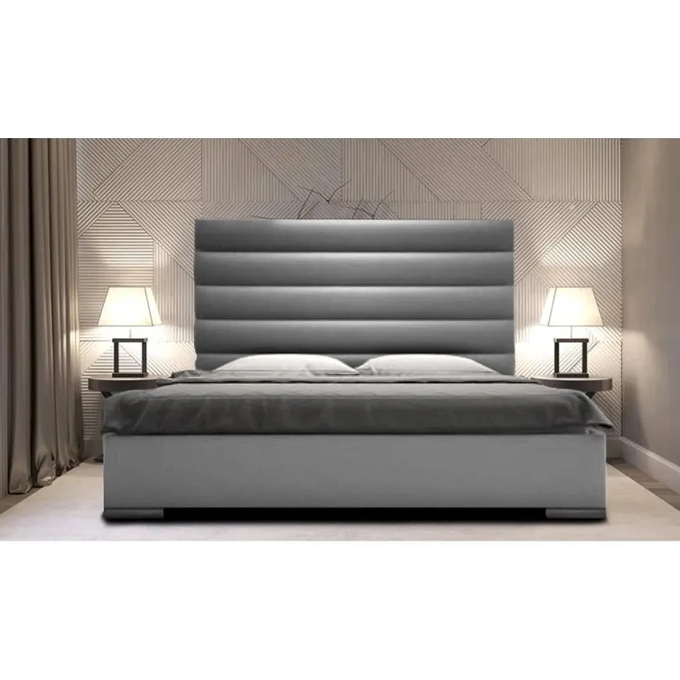 BOXED CHANUTE UPHOLSTERED BED FRAME - COLOUR UNSPECIFIED (4 ITEMS)