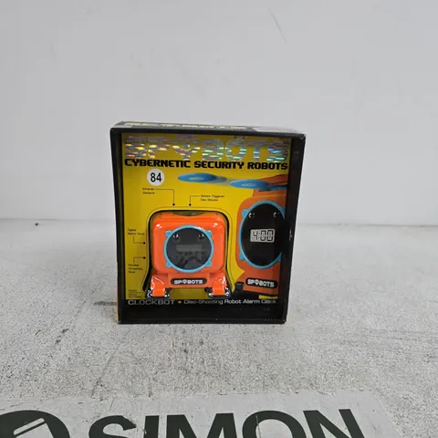 SPYBOTS CYBETNETIC SECURITY ROBOTS CLOCKBOT DISC SHOOTING ROBOT ALARM CLOCK