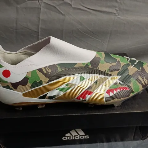 BOXED PAIR ADIDAS CAMOUFLAGE FOOTBALL BOOTS WITH SOCK COLLAR – UK SIZE 11