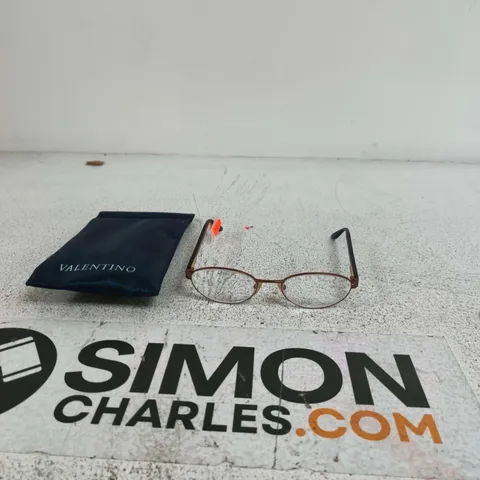 VALENTINO EYEGLASSES β BROWN METAL FRAME WITH LOGO ON TEMPLE