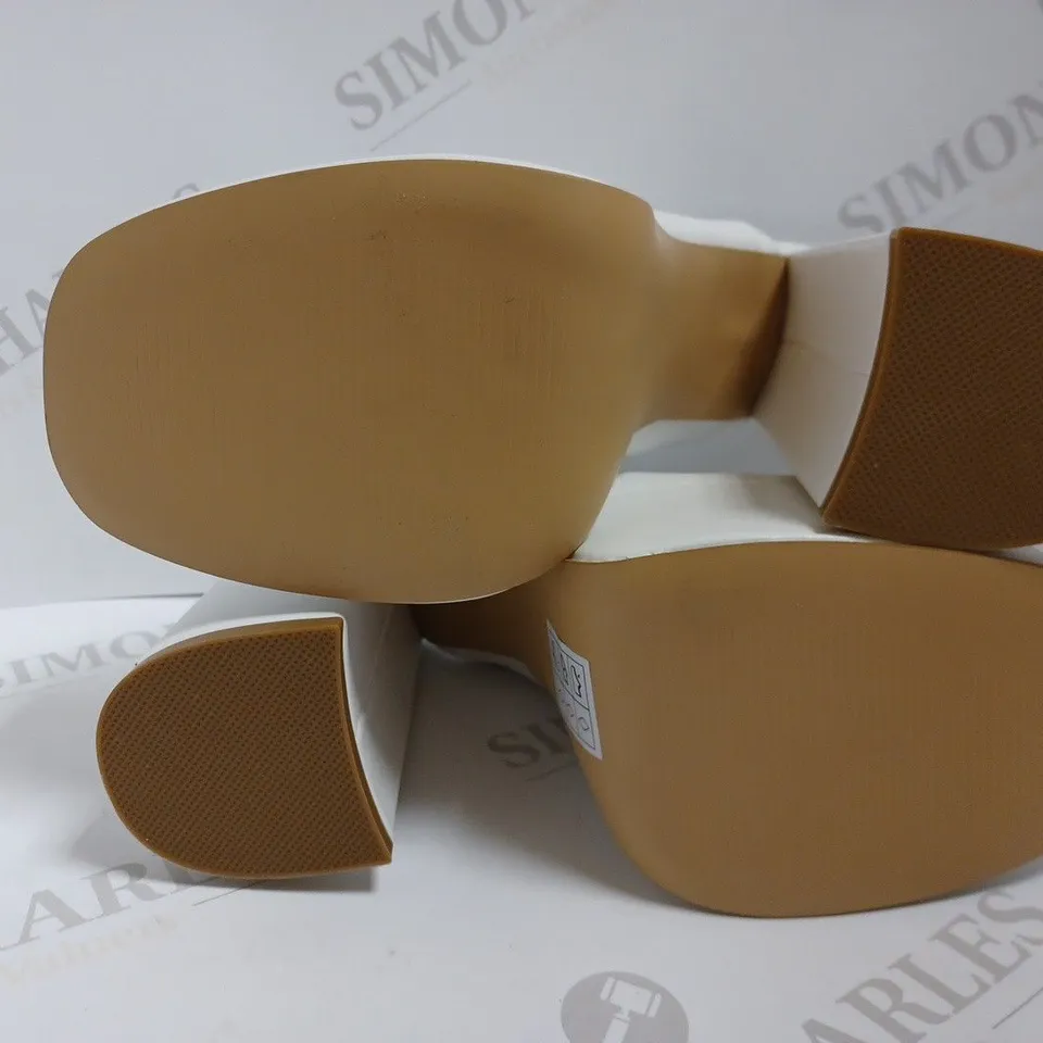 KOI VEGAN WHITE PLATFORM EEL SANDALS - SIZE 5