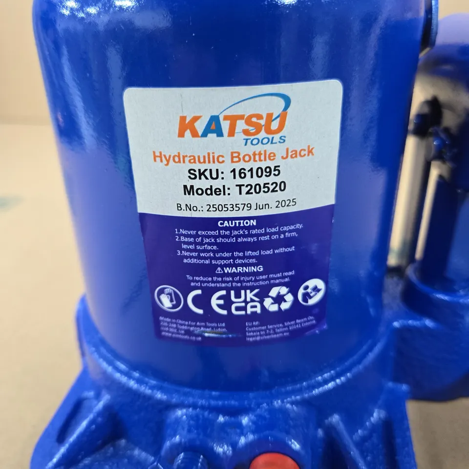KATSU TOOLS HYDRAULIC BOTTLE JACK – MODEL T20520 (SKU 161095)