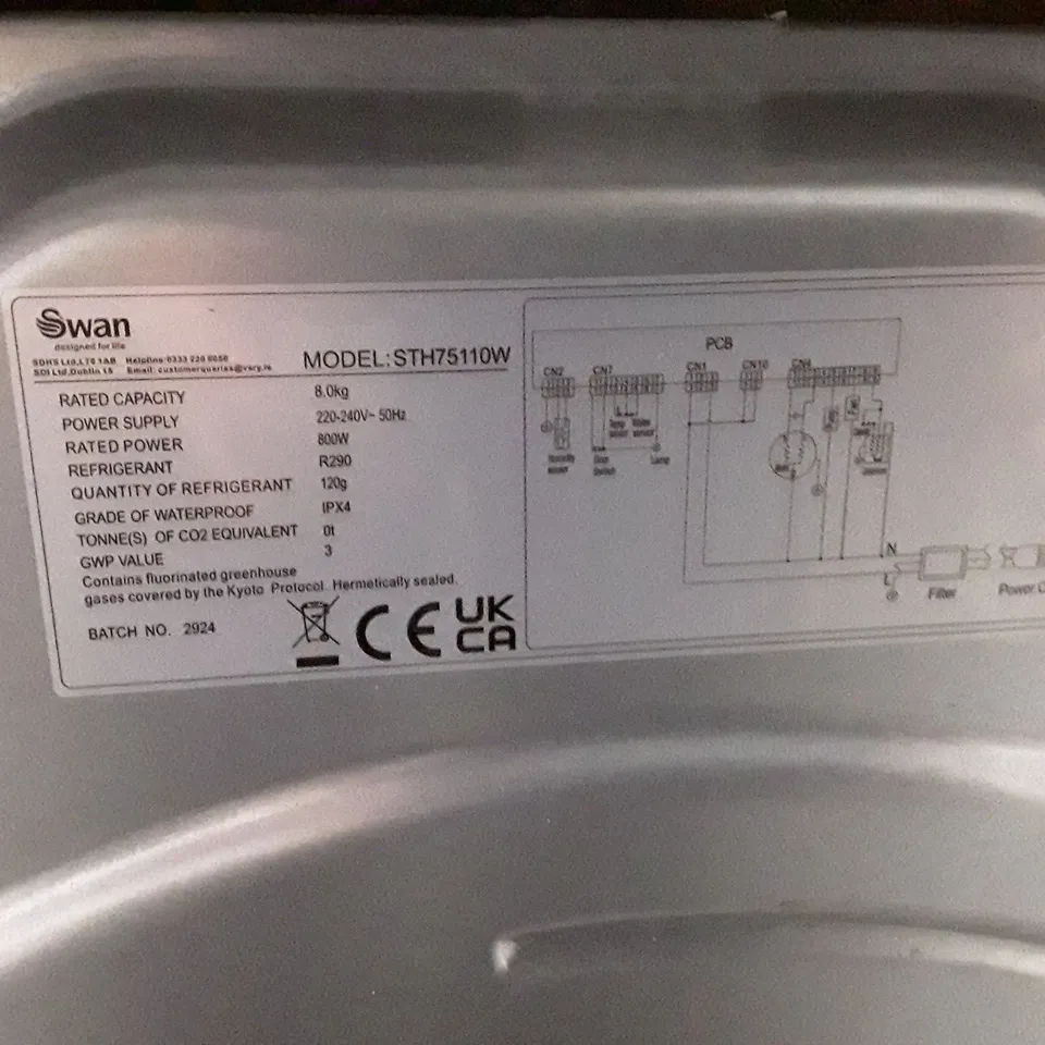 SWAN STC75110W 8KG LOAD CONDENSER TUMBLE DRYER IN WHITE