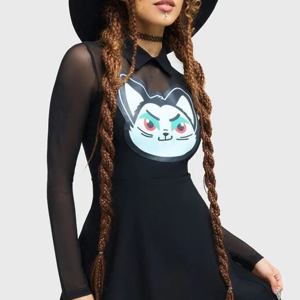 BRAND NEW "FEELING FANGTASTIC SKATER DRESS" MINI DRESS BLACK BY THE VAMPURR BY KILLSTAR SIZE 4XL