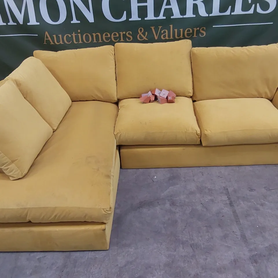 QUALITY DESIGNER YELLOW VELVET CORNER SOFA