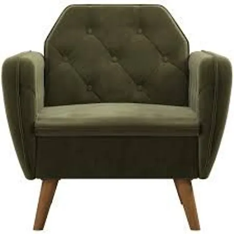 BOXED DOREL NOVOGRATZ GREEN VELVET TERESA MEMORY FOAM ACCENT CHAIR
