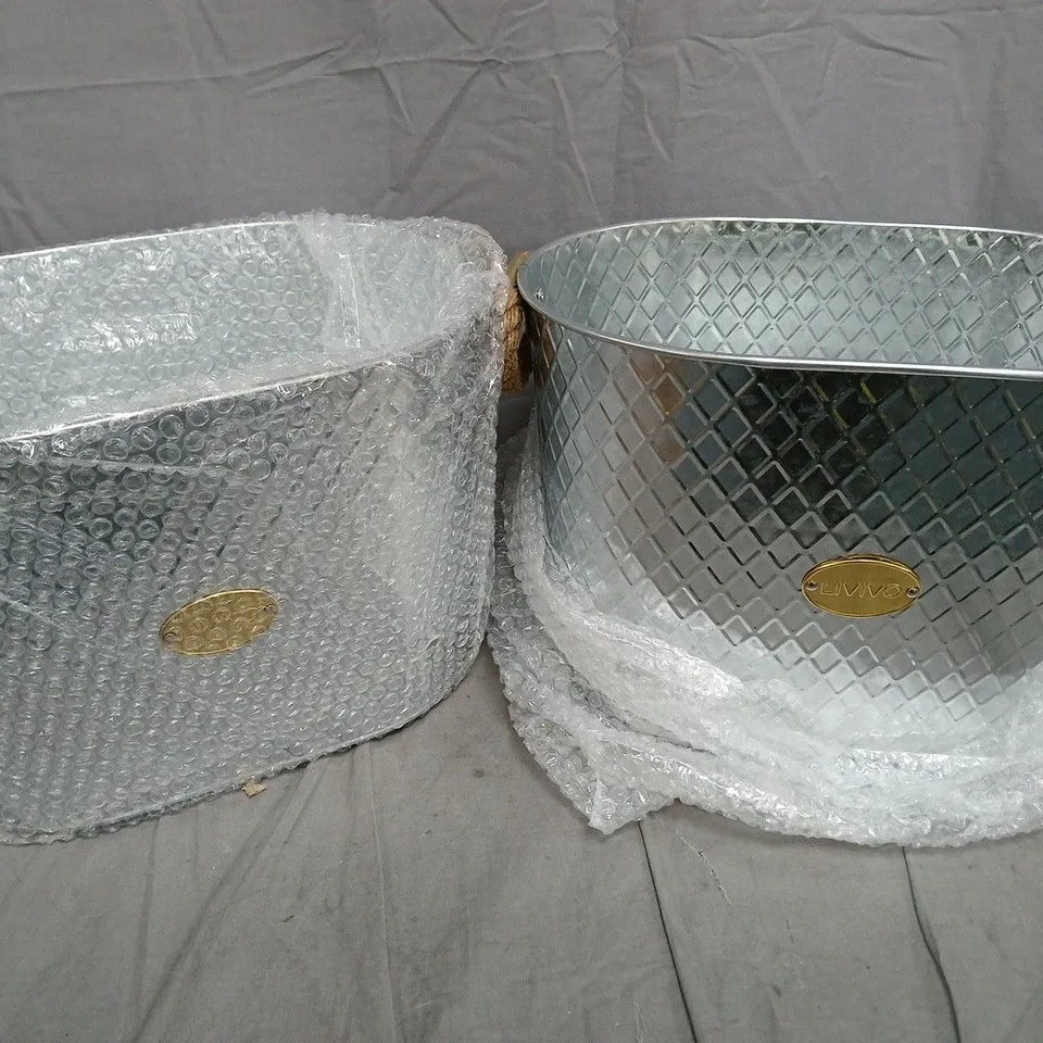 2 X LIVIVO STEEL DRINKS ICE COOL BUCKETS 