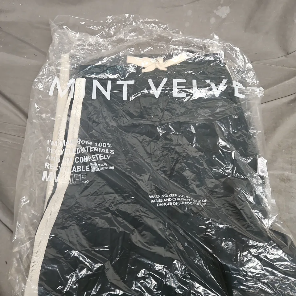 BAGGED MINT VELVET TEAL SIDE STRIPE TROUSERS IN GREEN - UK 10L