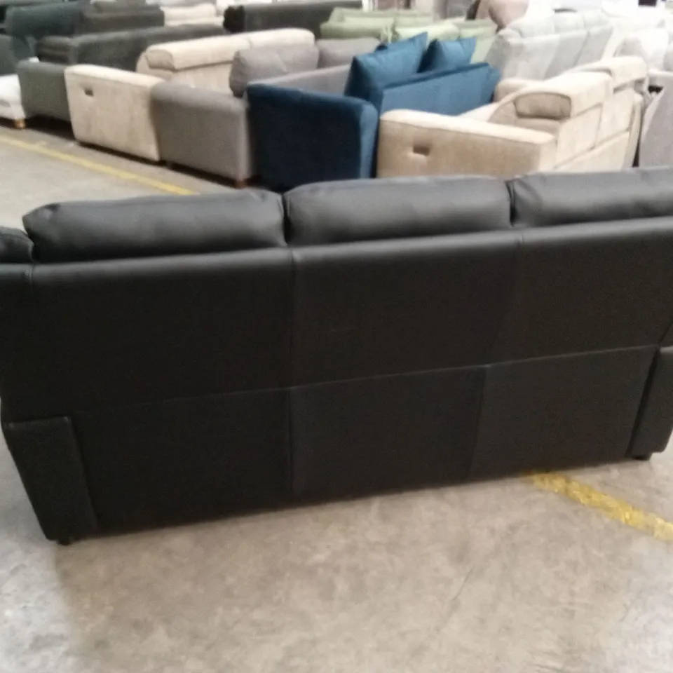 ALBION LUXURY FAUX LEATHER HIGH BACK 3 SEATER SOFA - BLACK RRP £599